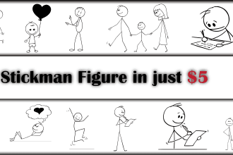 design custom high resolution stickman or stick figure