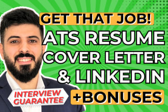 offer a professional ats resume writing service, CV, cover letter, linkedin