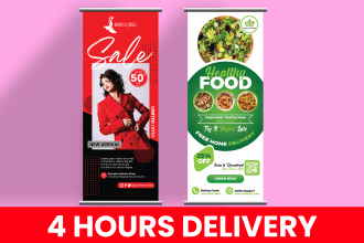 design roll up, retractable banner, pull up or roller banner