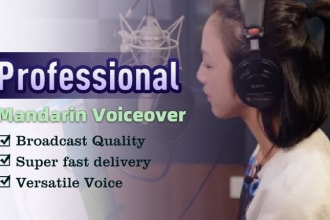 record professional chinese female vocie over  in 24h
