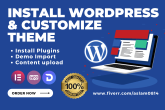 install wordpress, set up theme, do customization, demo import