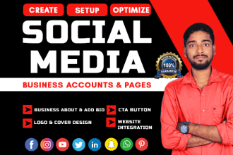 fix and create facebook business page instagram, youtube, social media ac