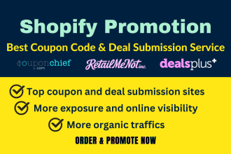 do shopify store promotion on coupon code submission website