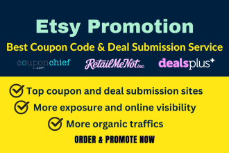 do etsy shop promotion on coupon code submission websites