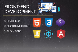 develop responsive front end web in reactjs, html5, css3, angular, bootstrap5