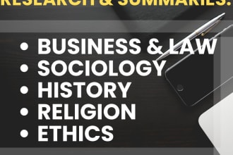 write sociology, business, history, religion, ethics, law papers