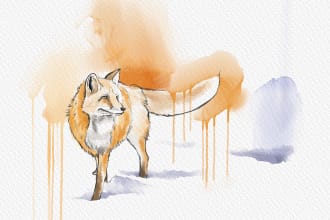 create any illustration with watercolor wash and ink drawing