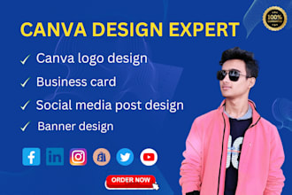 create a canva logo design and social media cover photo design and canva branded