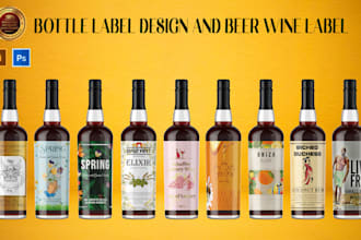 design premium gin wine beer whiskey vodka rum bottle label