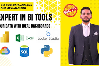 do data analysis using power bi, looker studio, python and excel