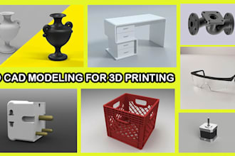do 3d cad modeling, 3d printing, cad design stl, dxf, dwg, obj