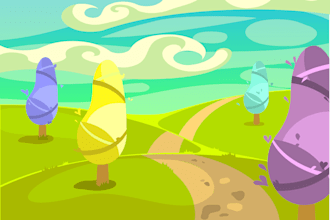 draw vector fabulous, fantasy landscape