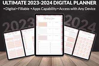 design a premium digital planner, journal, tracker or goodnotes planner for etsy