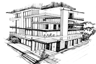draw  architectural building  drawings by hand