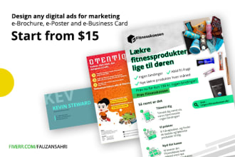design digital ads, brochure, poster, business card