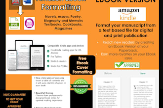 professionally format your ebook for kindle KDP epub and kpf