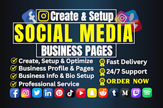 professionally create and setup social media business accounts
