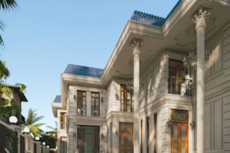 do landscape and exterior facade design realistic renders