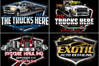 design trucking logistics dispatching transport towing and hauling logo