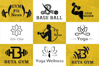 do modern gym fitness health sports coaching wellness yoga logo design