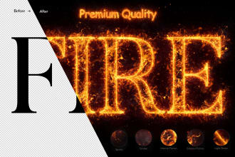 add premium quality realistic fire effect for text and logo