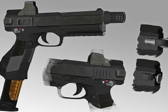 high quality weapon concept art for gaming and more