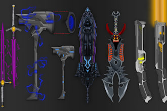 high quality weapon concept art for gaming and more