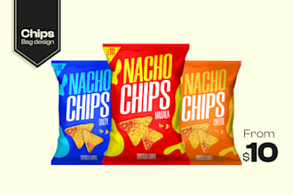 design chips bag, snack packaging and stand up pouch design
