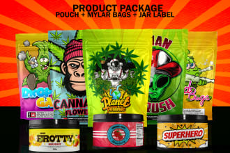 design unique weed pouch, mylar bag and cbd product labels