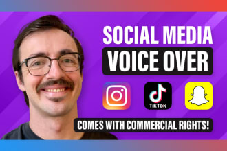 be english male social media youtube voice over for tiktok kickstarter instagram