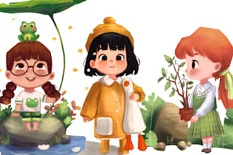 draw cute chibis and cartoon illustrations for you