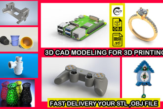 design 3d cad models and 3d printing for manufacturing stl,dxf,obj, dwg