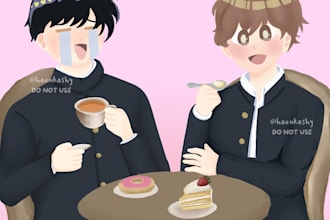 draw a couple in anime art style