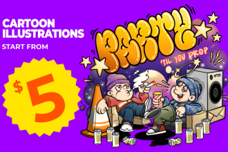do vintage cartoon illustration for graphic t shirt design