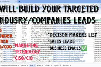 build targeted industry companies CEO founder marketing ops tech leads