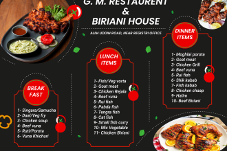 design restaurant menu and price list or food flyer banner