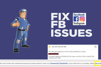 help to fix blocked website spam URL on facebook in 24 hours