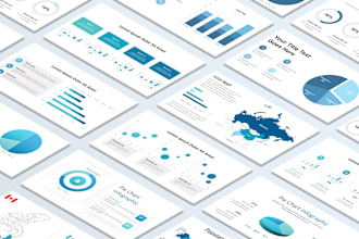 design pie charts, donut charts, bar charts, and map infographics