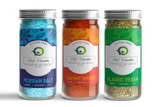 design labels for coffee, snacks, sauces and condiments