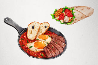 draw realistic watercolor food or drink illustration