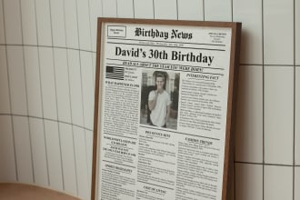 a newspaper poster for a birthday or anniversary gift