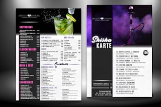 do drinks and cocktails menu design for your bar or restaurant