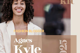 design a press kit, one page for social media, content creator or influencer
