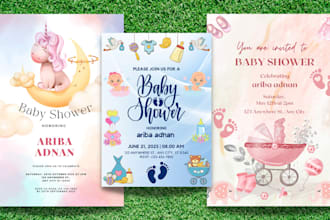 design custom baby shower, gender reveal, birthday , wedding, party invitation