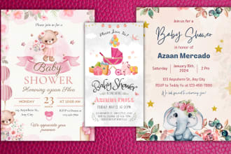 design digital invitation card for baby shower, wedding or birthday