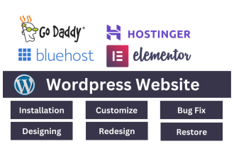 develop wordpress website on godaddy bluehost hostinger elementor pro