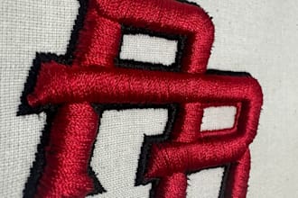logo embroidery digitizing, 3d puff, flat, convert to pes, dst, in 1 hour
