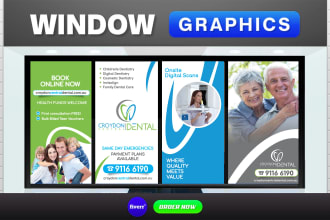 design creative window graphics, shopfront, decal storefront, or signage