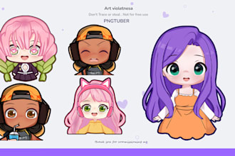 create chibi pngtuber for stream, discord, vtuber and twitch