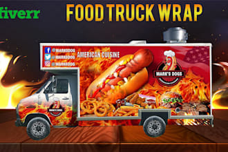 design professional and outstanding food truck wrap, truck wrap